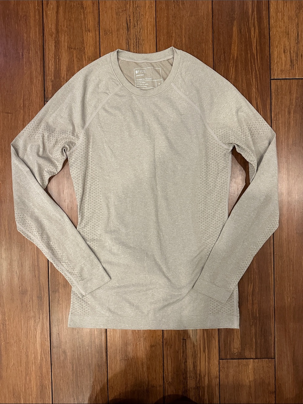 Figs Women's Fawn Salta Seamless Beige Longsleeve Underscrub - Size S
